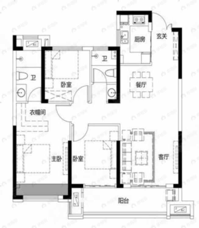 兴华尚都国际3室2厅2卫户型图