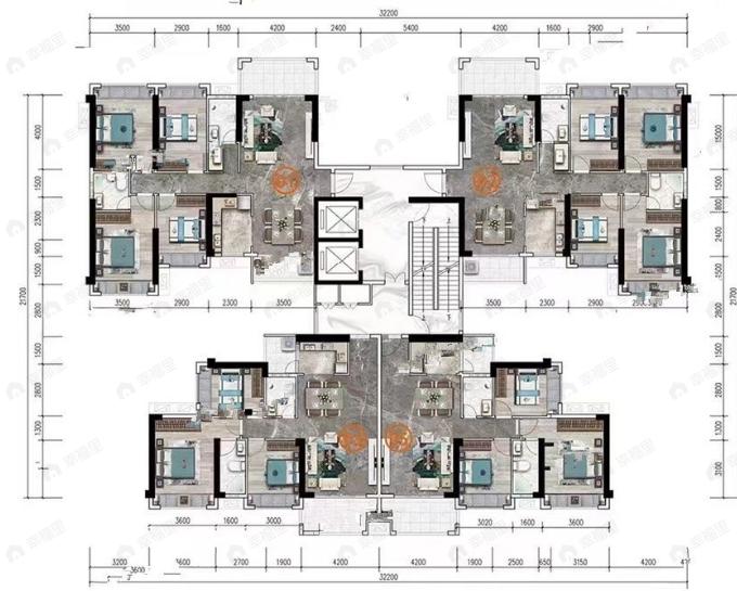 廉江市中良时代广场3室2厅2卫户型图