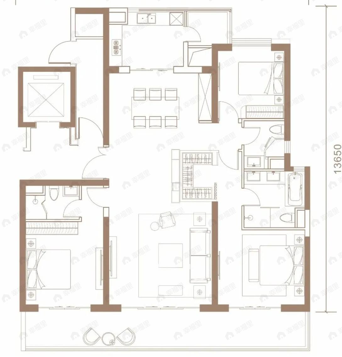 荣民捌号3室2厅3卫户型图