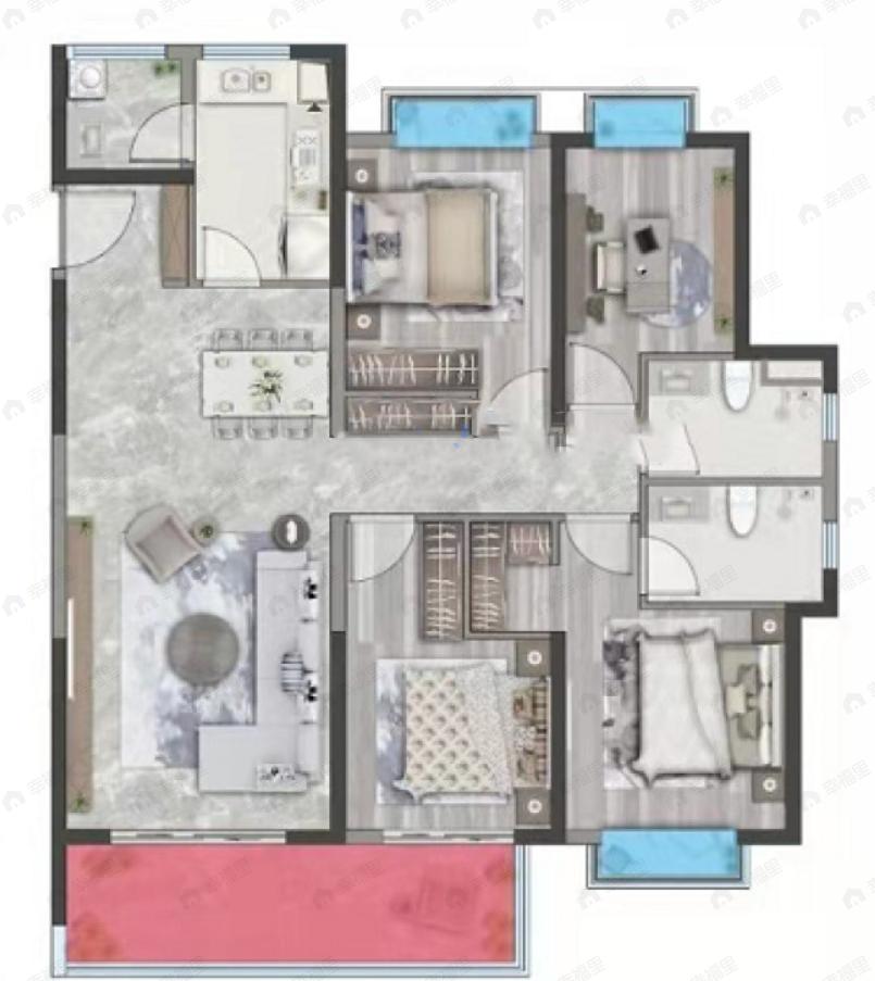 保利城4室2厅2卫户型图