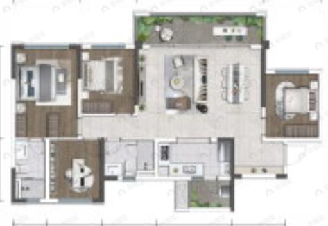 中国铁建新川樾4室2厅2卫户型图