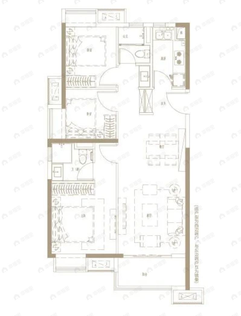 保利天汇3室2厅2卫户型图