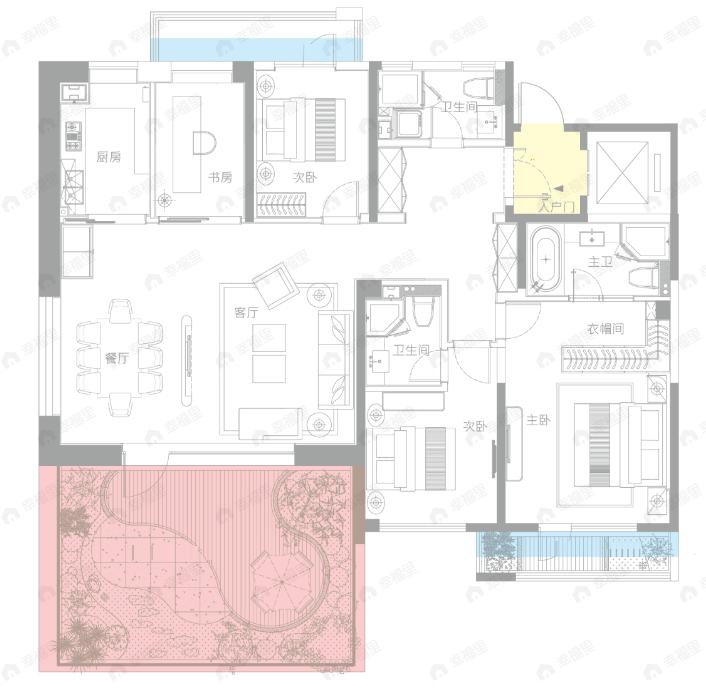 信联天地金水云麓4室2厅3卫户型图