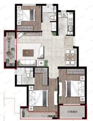 中铁春风十里3室2厅2卫户型图