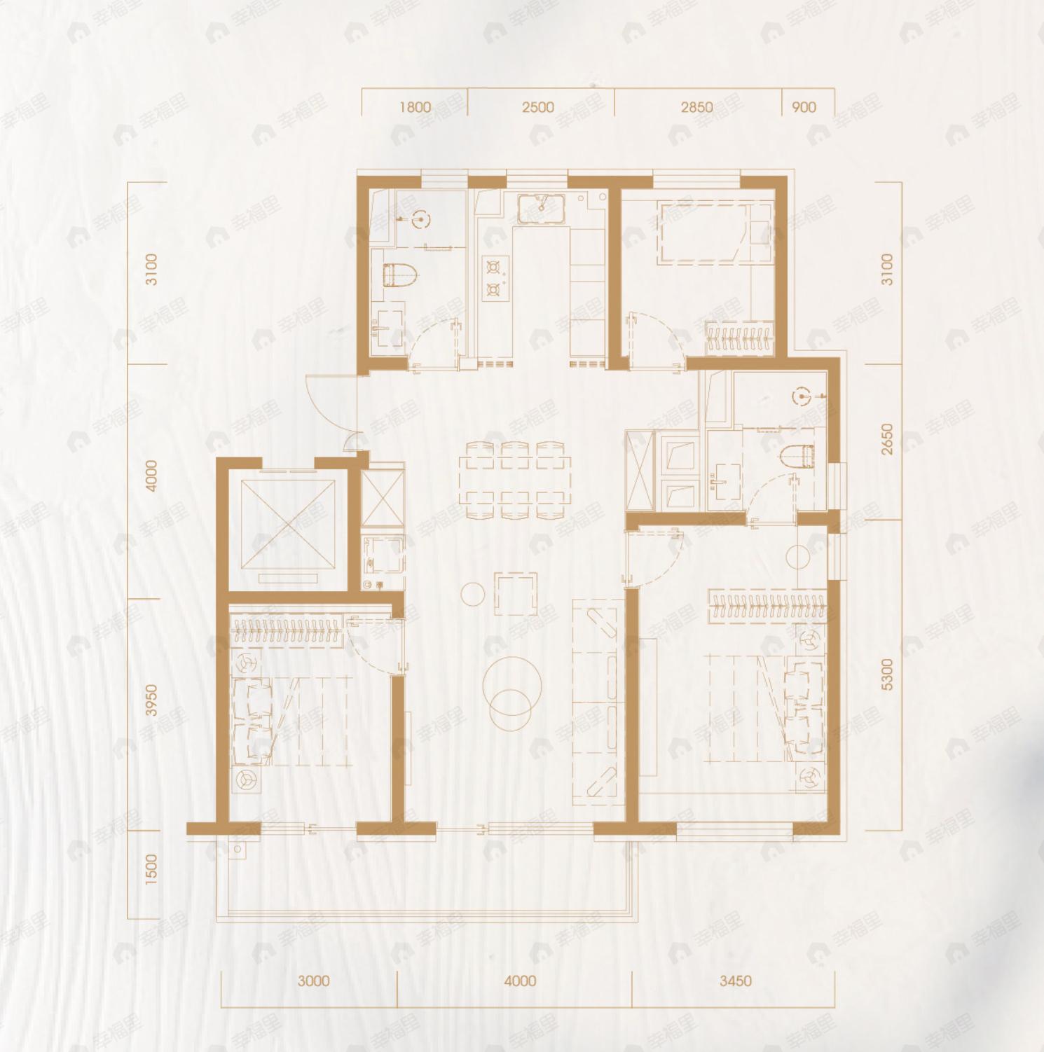 永定金茂府3室2厅2卫户型图