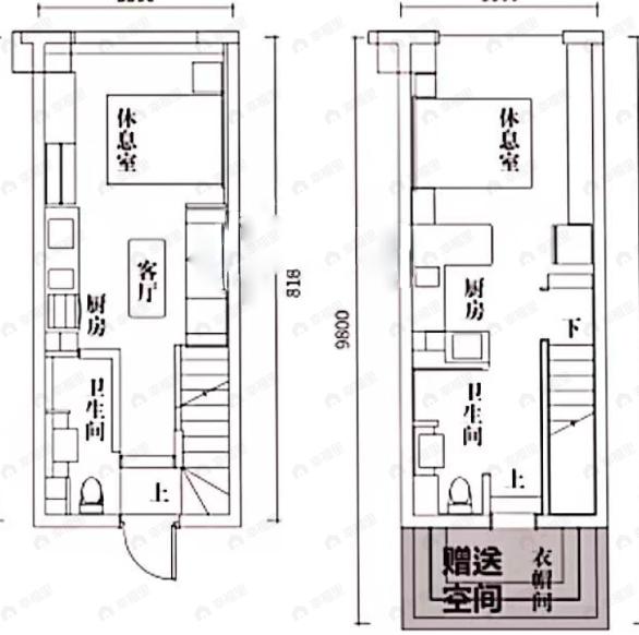 邦盛广场2室1厅2卫户型图