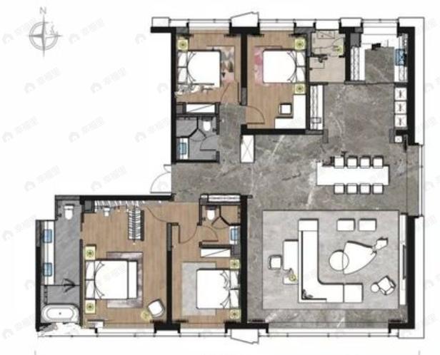 秦商国际中心4室2厅3卫户型图