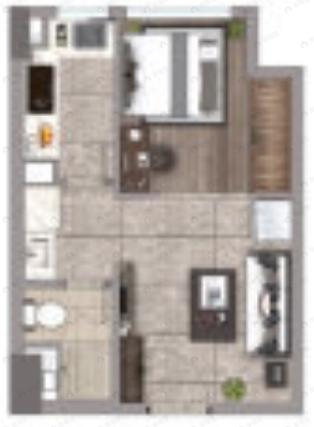 方林龙湖学樘府1室1厅1卫户型图