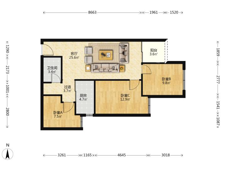 整租·俊发城(金盏苑)