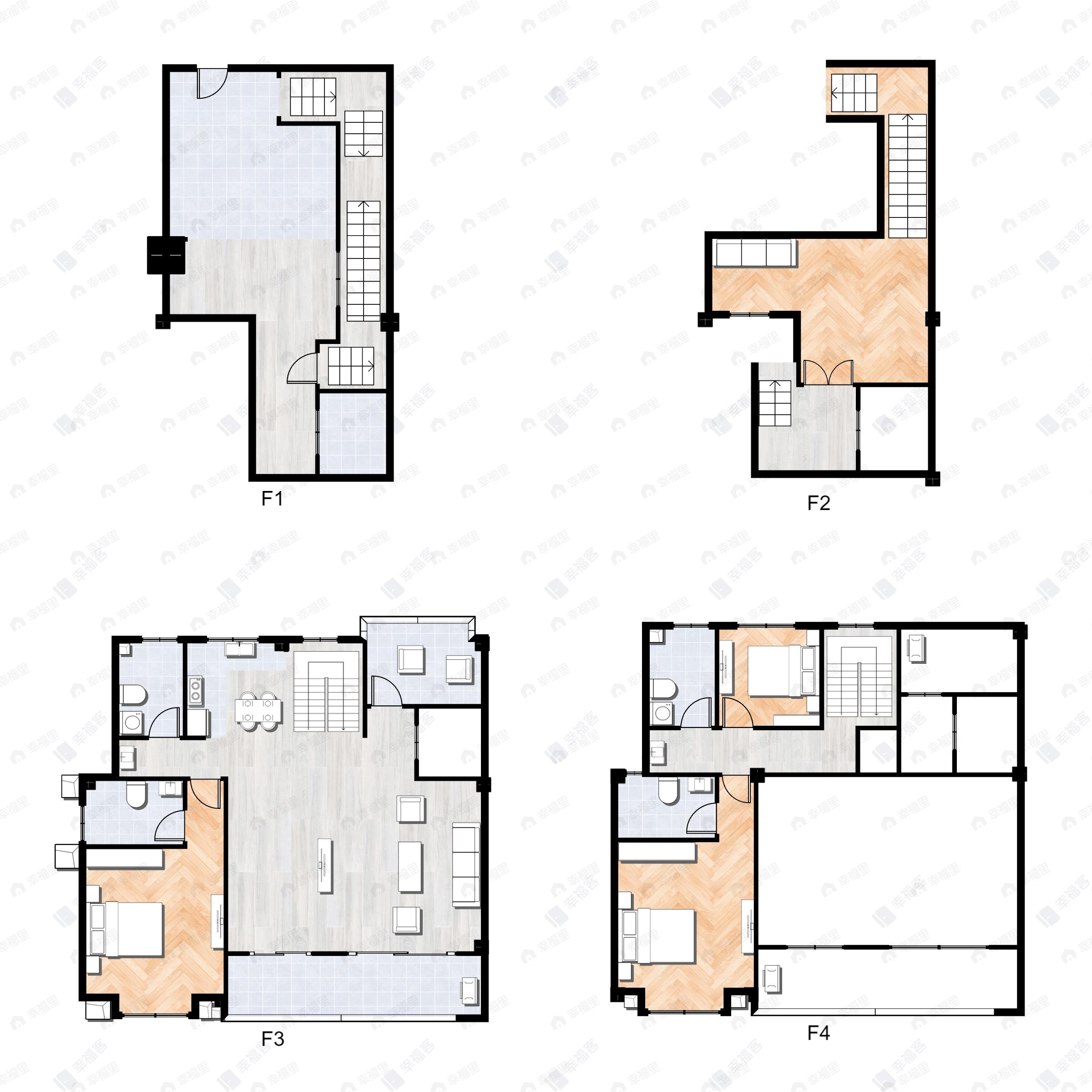3室3厅4卫建面158平户型图
