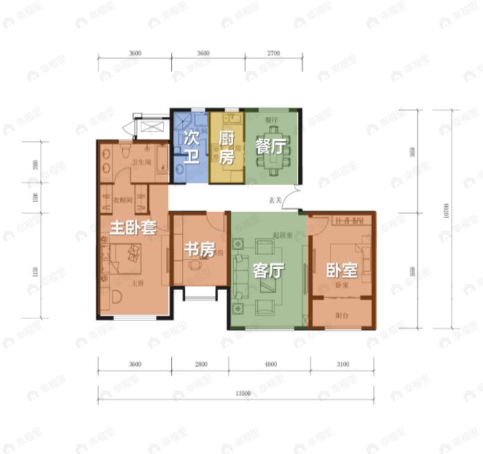 北京城建北京合院3室2厅2卫户型图