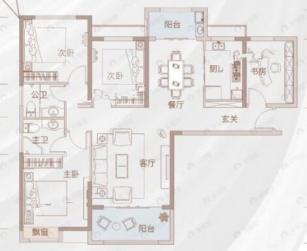 舜元臻园4室2厅2卫户型图