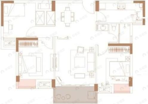 天熙楚世家3室2厅1卫户型图