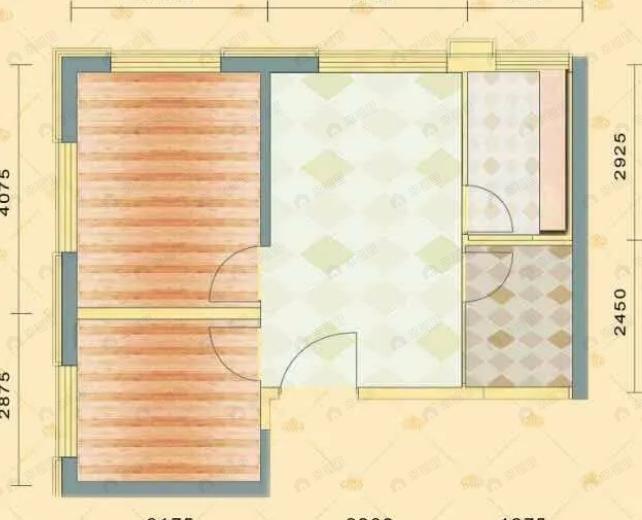 富海公馆2室1厅1卫户型图