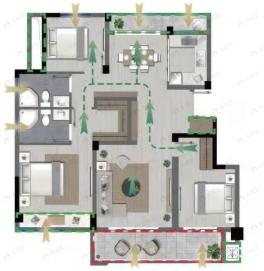 弘涵望江月3室2厅2卫户型图