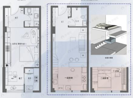 云峰国际1室1厅1卫户型图