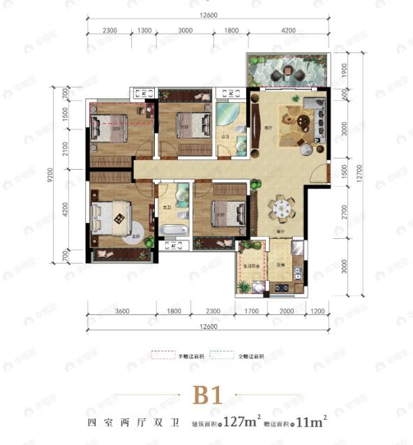 天和·睿城4室2厅2卫户型图