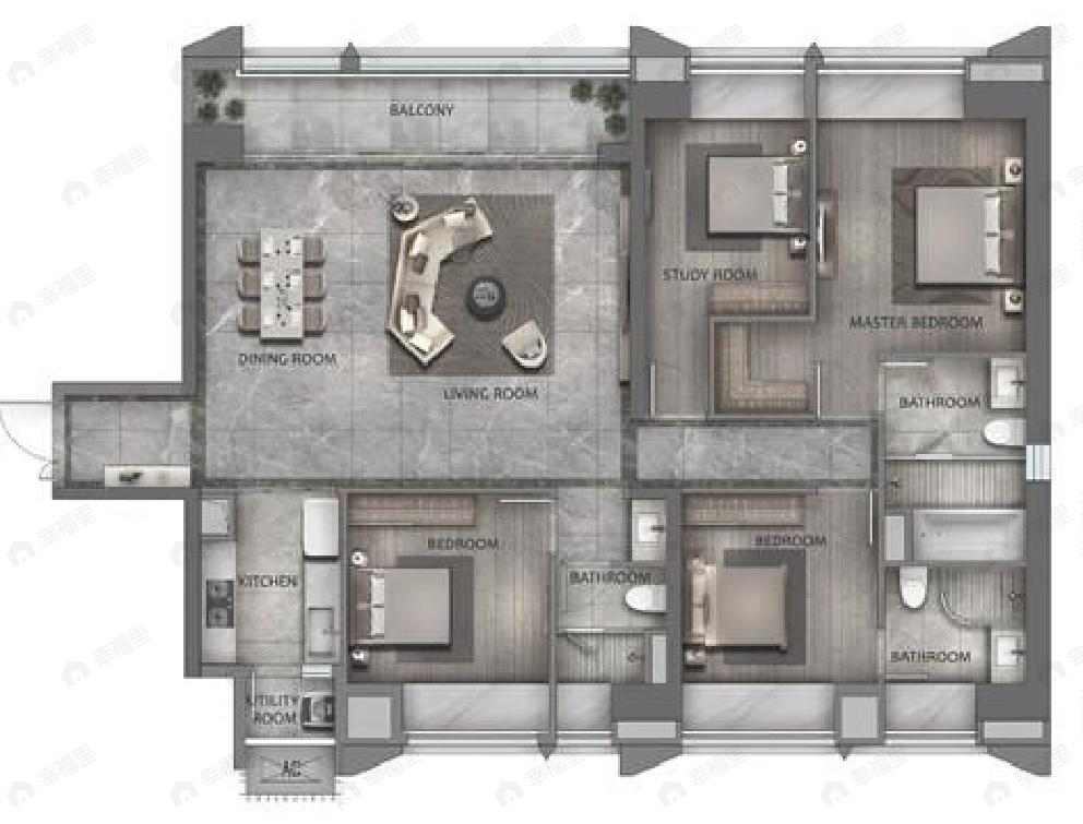 合景泰富天銮4室2厅3卫户型图