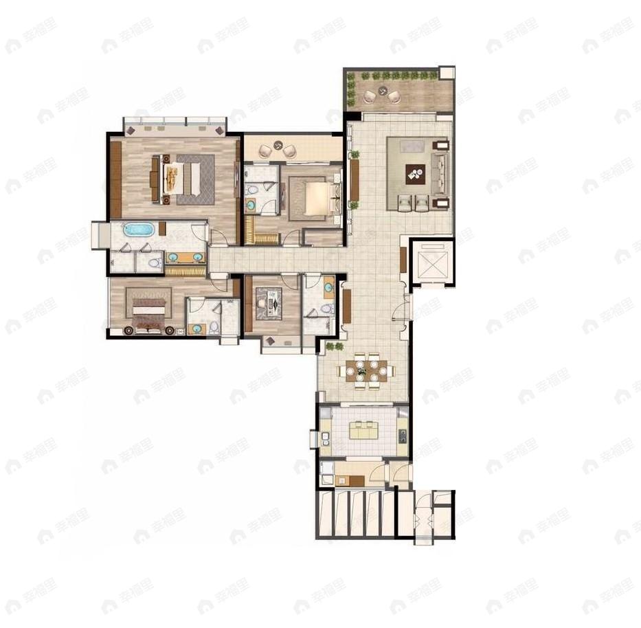 世茂珠江天鹅湾4室2厅4卫户型图