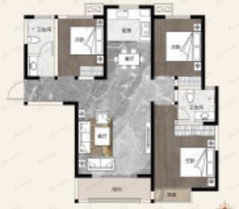 商都阜园3室2厅2卫户型图