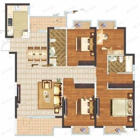 南国中心二期4室2厅2卫户型图