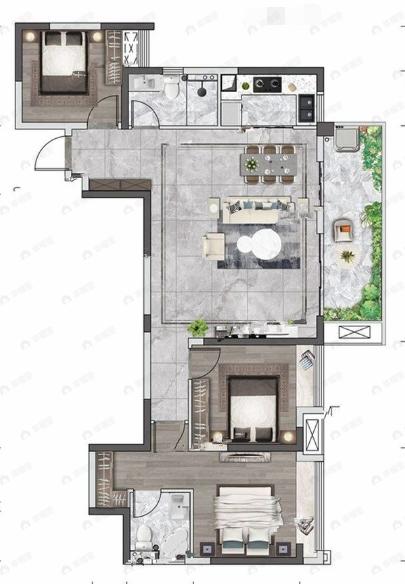 云上5号3室2厅2卫户型图