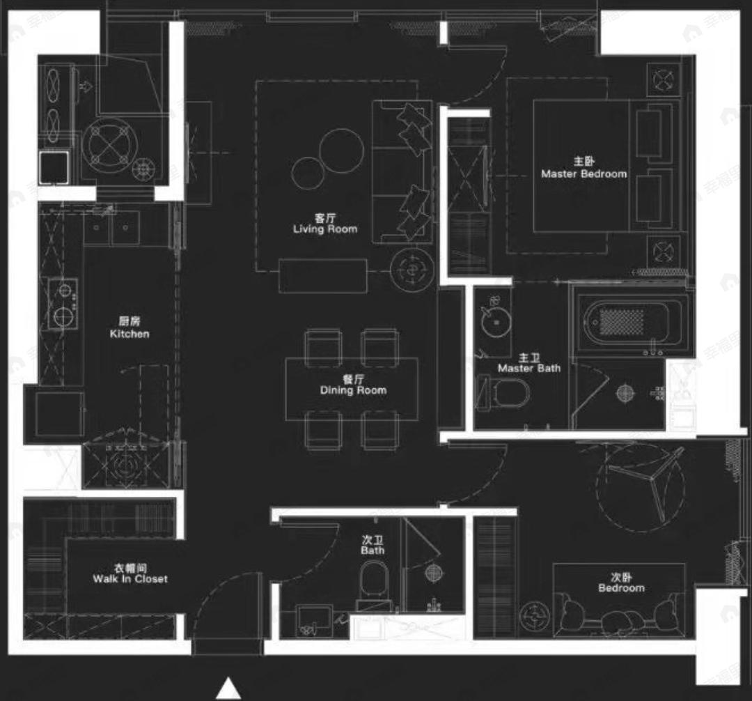 环球西安中心2室2厅2卫户型图