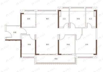 领南星河荣誉4室2厅2卫户型图