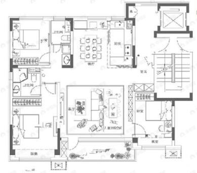 万科公园都会3室2厅2卫户型图