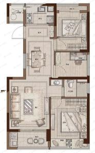 云上金铭府3室2厅1卫户型图