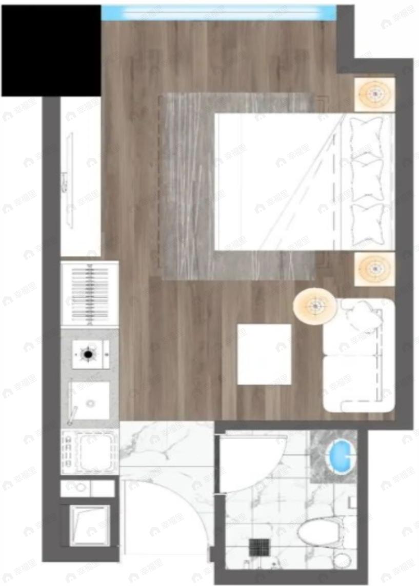 西安广成国际中心1室1厅1卫户型图