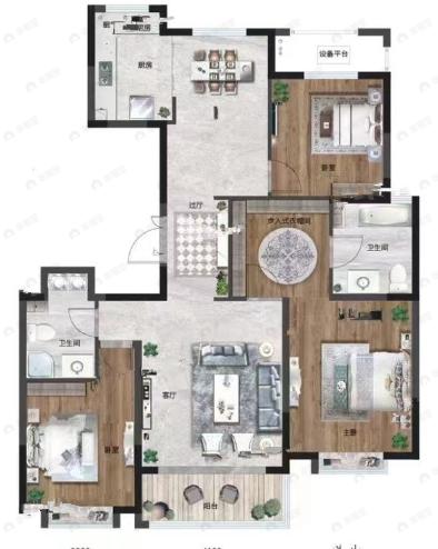 天成和平里3室2厅2卫户型图
