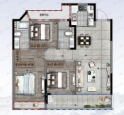 3室2厅2卫建面106平户型图