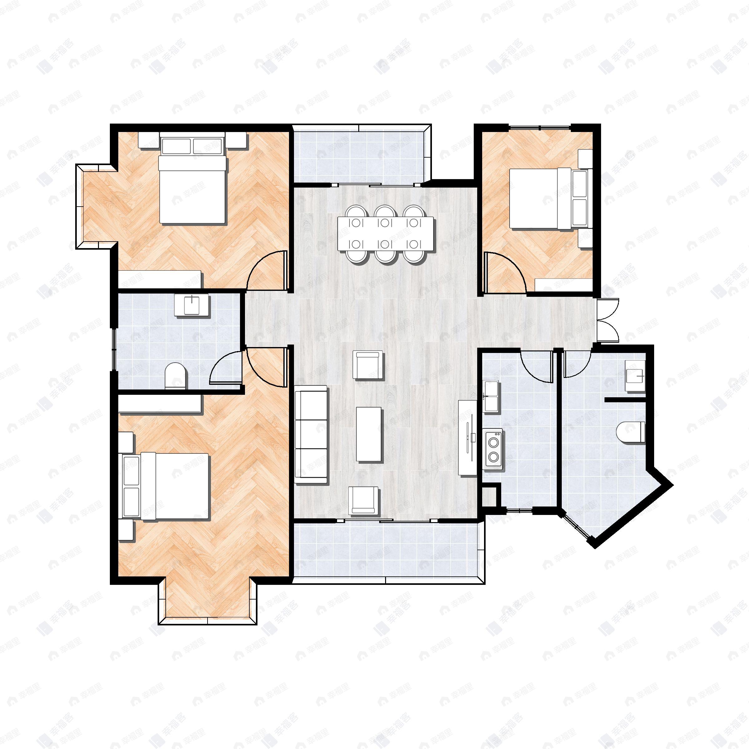 3室2厅2卫建面115平户型图