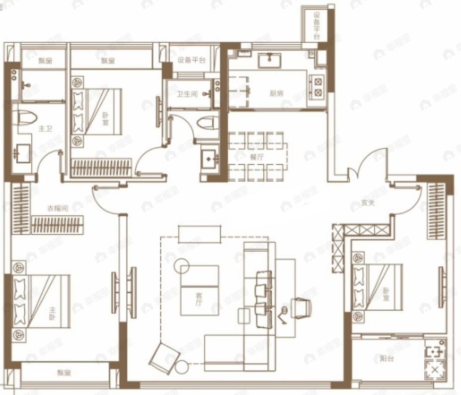 伟星宸ONE3室2厅2卫户型图