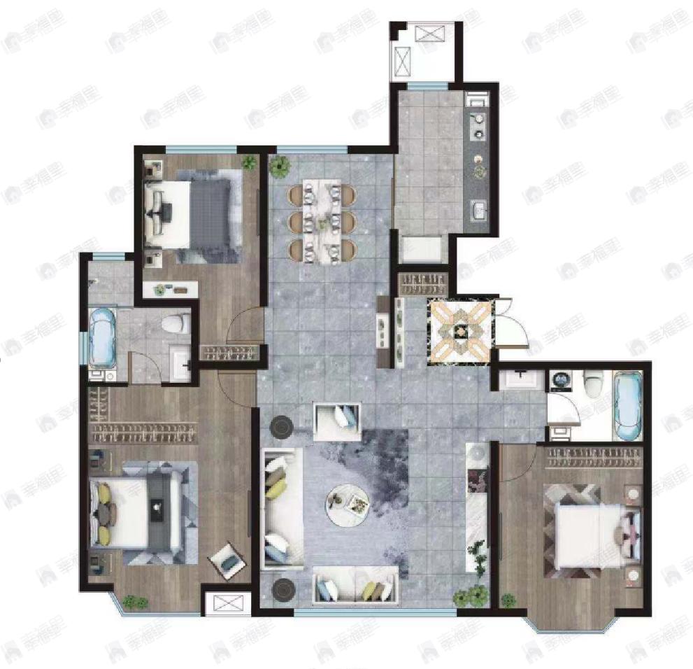 大境3室2厅2卫户型图