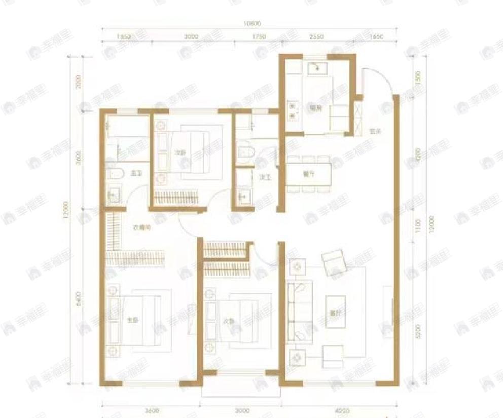 保利公园壹号3室2厅2卫户型图