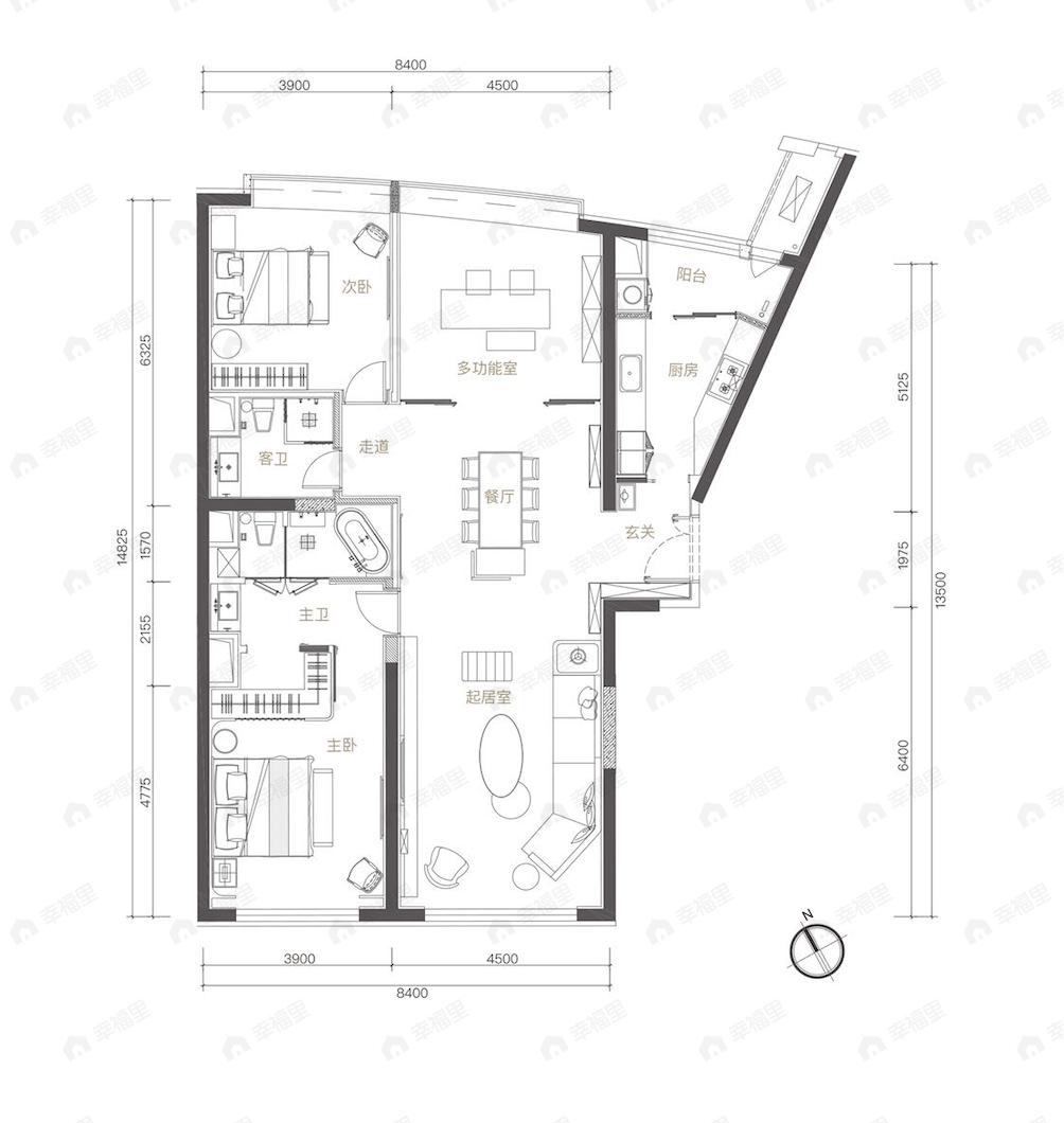 新城国际233室2厅2卫户型图