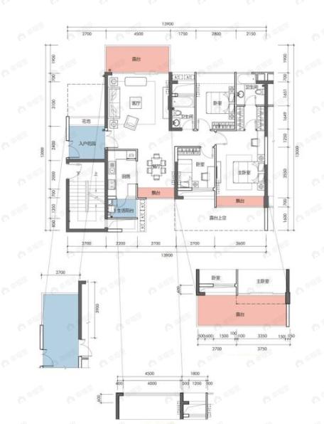 3室2厅2卫建面112平户型图