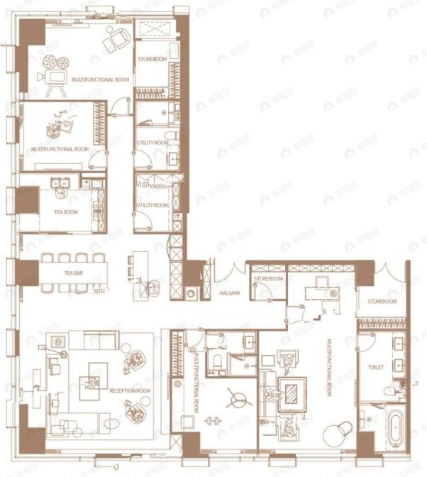 4室2厅3卫建面373平户型图