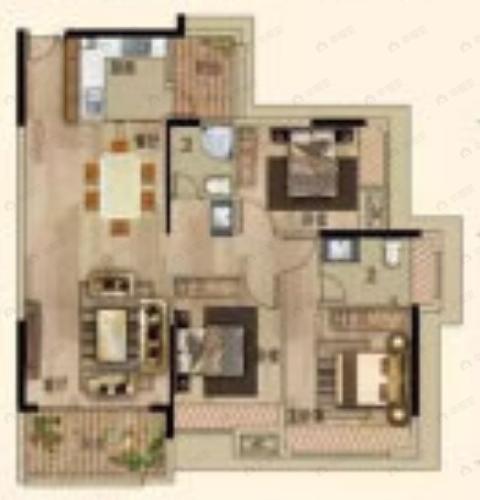 基盛星龙花园3室2厅2卫户型图
