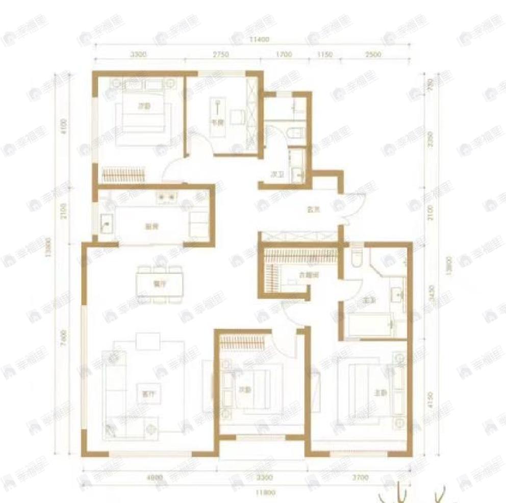 保利公园壹号4室2厅2卫户型图