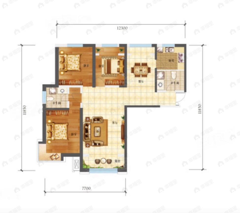 九洲城二期3室2厅2卫户型图
