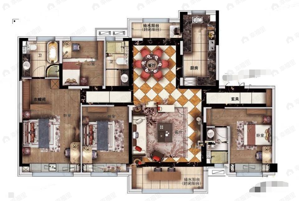 曲阜碧桂园翡翠华府4室2厅3卫户型图