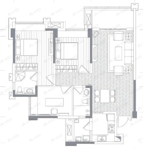 人居东湖长岛3室2厅2卫户型图