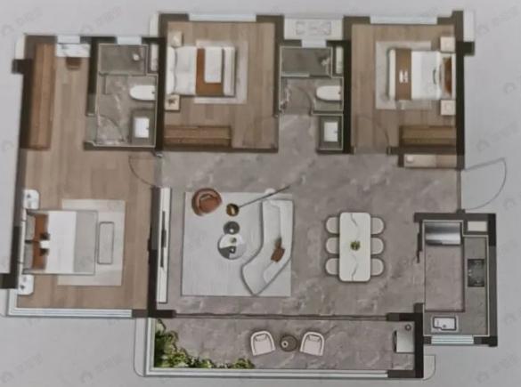 保利椿实九里和颂3室2厅2卫户型图