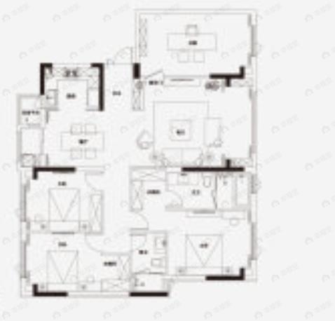 美联五福路1号4室2厅2卫户型图