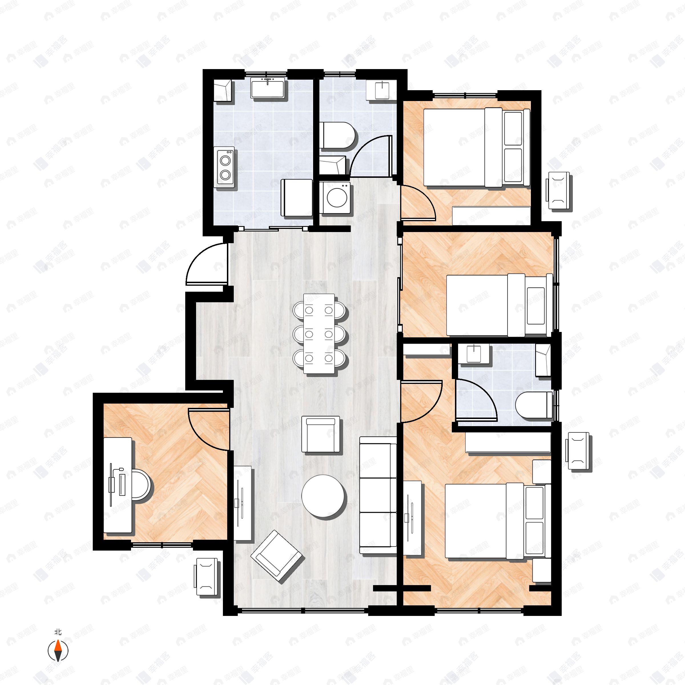 4室2厅2卫建面130平户型图
