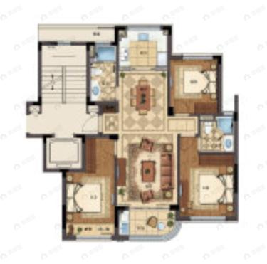 滨江万家花城3室2厅2卫户型图