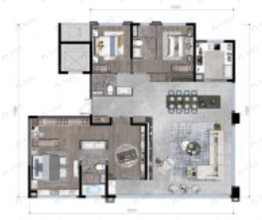 蓝光恒志芙蓉覌辰4室2厅3卫户型图